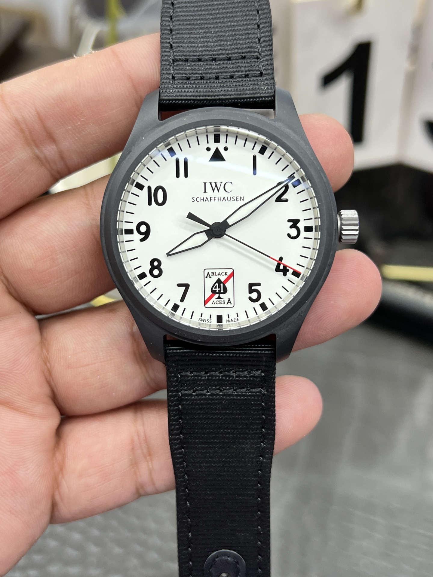 IWC 파일럿 에이스 오브 스페이드 40mm 블랙 세라믹 시걸2824 무브먼트 레플리카 42490