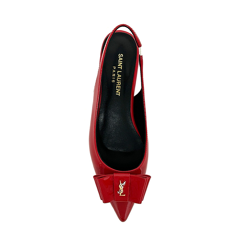 , "Saint Laurent Saint Laurent" YSL popping plana pequeña puntera en punta zapatos individuales. ¡Su