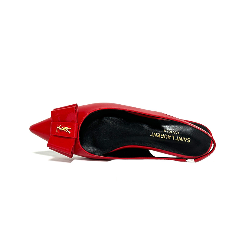 , "Saint Laurent Saint Laurent" YSL popping plana pequeña puntera en punta zapatos individuales. ¡Su
