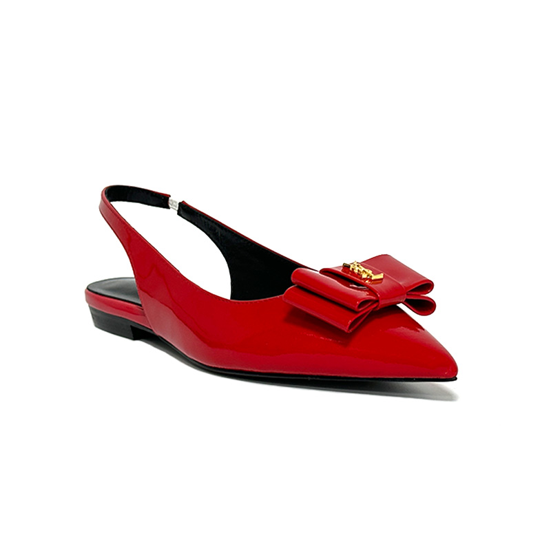 , "Saint Laurent Saint Laurent" YSL popping plana pequeña puntera en punta zapatos individuales. ¡Su
