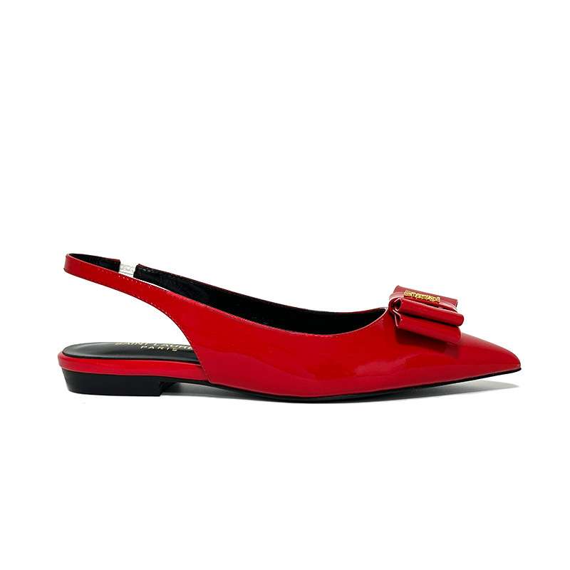 , "Saint Laurent Saint Laurent" YSL popping plana pequeña puntera en punta zapatos individuales. ¡Su