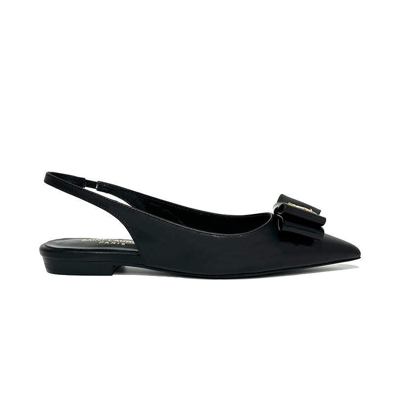 , "Saint Laurent Saint Laurent" YSL popping plana pequeña puntera en punta zapatos individuales. ¡Su