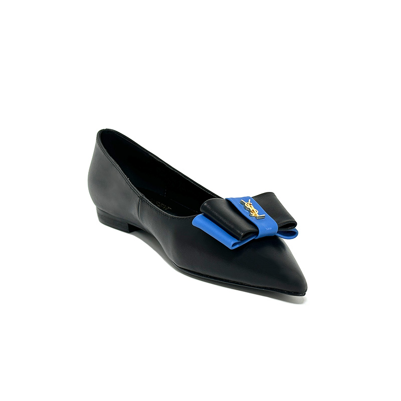 , "Saint Laurent Saint Laurent" YSL popping plana pequeña puntera en punta zapatos individuales. ¡Su