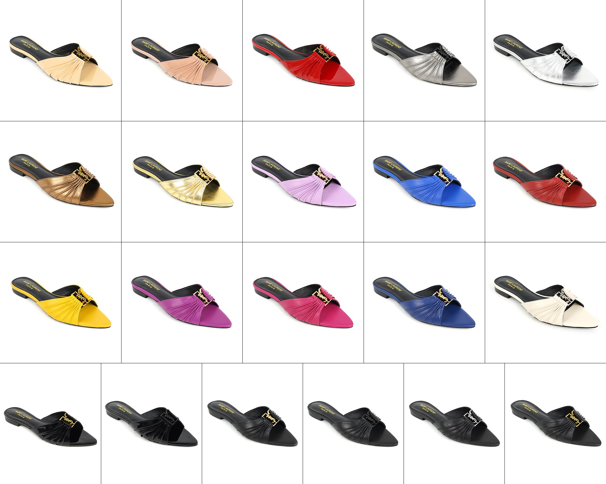 כפכפי יוקרה Yves Saint Laurent מעור אמיתי עם אבזם יוקרתי לנשים