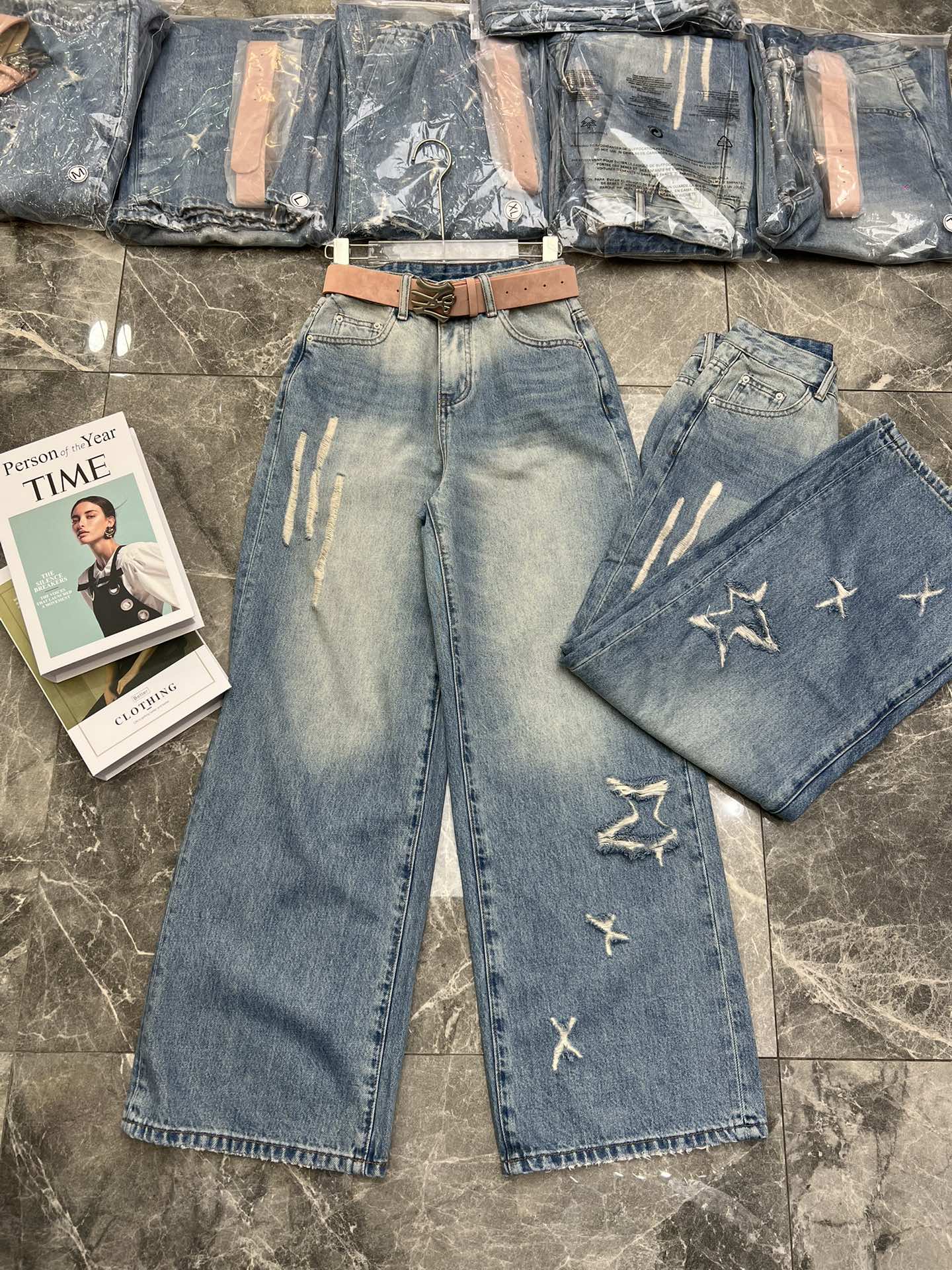 p495 high-quality women’s suit, packaged scissors hand, spring-sprinkled single jeans 26-30