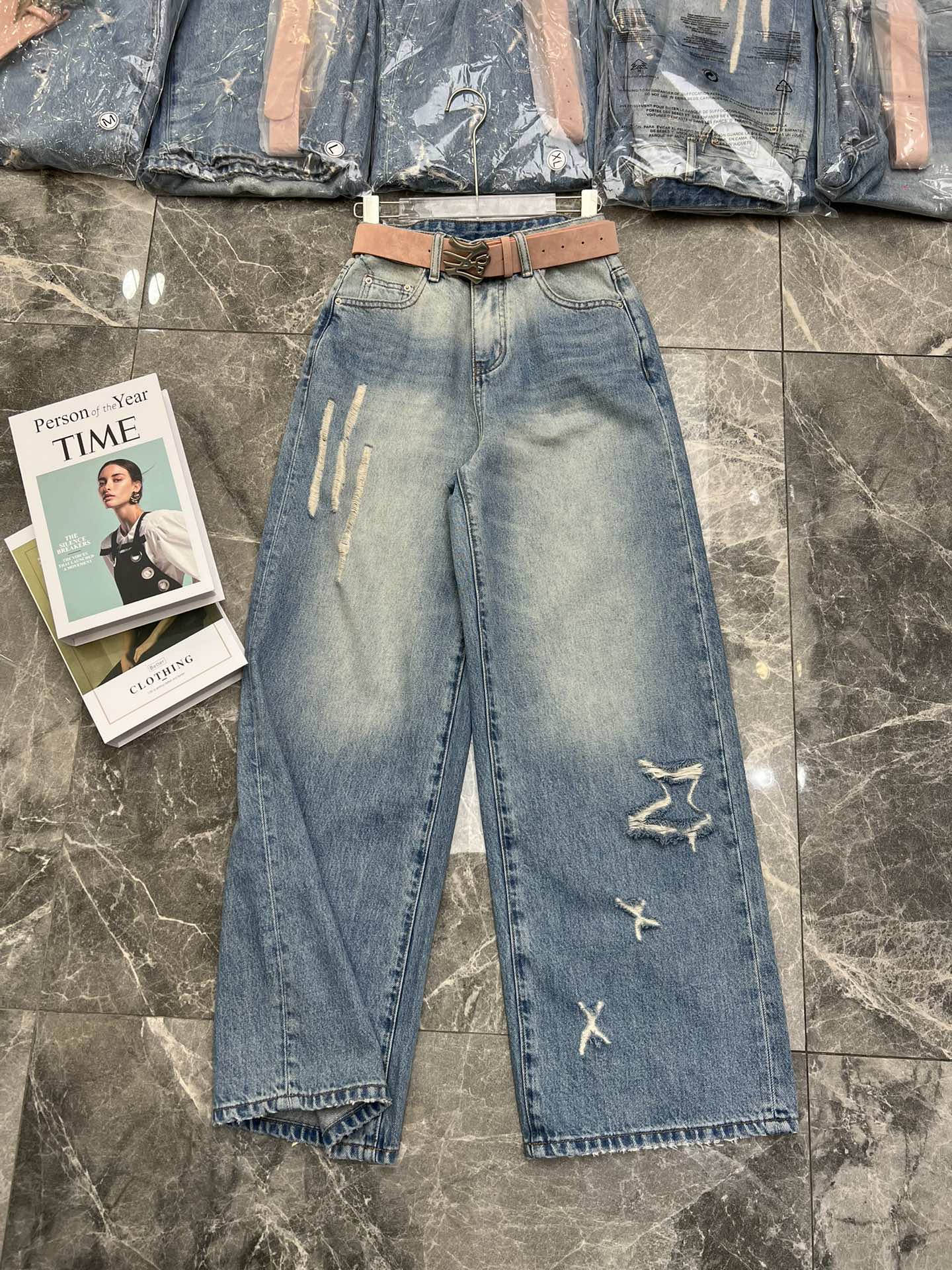 p495 high-quality women’s suit, packaged scissors hand, spring-sprinkled single jeans 26-30 - 图片 5