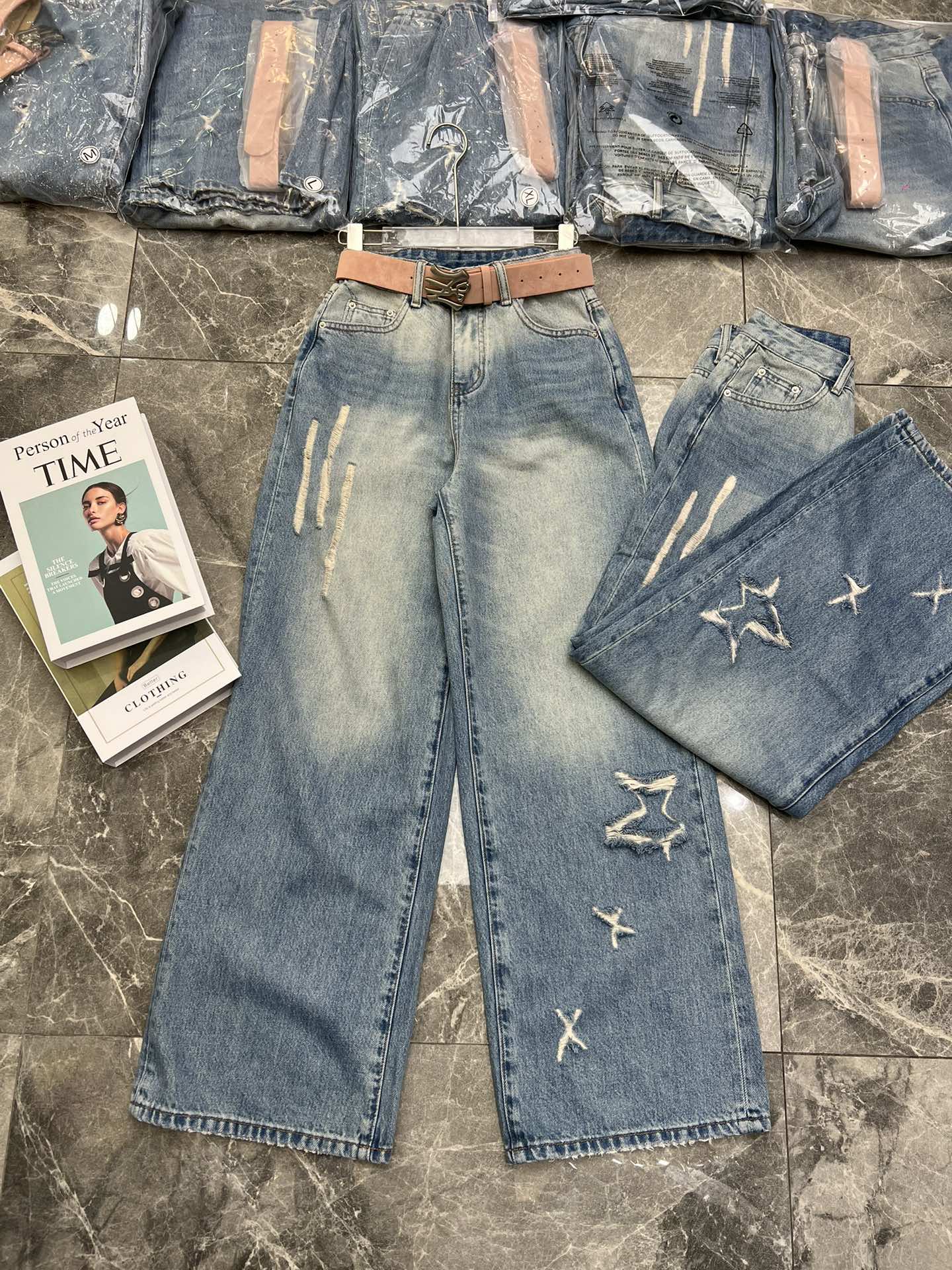 p495 high-quality women’s suit, packaged scissors hand, spring-sprinkled single jeans 26-30 - 图片 2