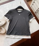 Vivienne Westwood Replica
 Clothing T-Shirt Black Grey Purple Splicing Spandex Short Sleeve