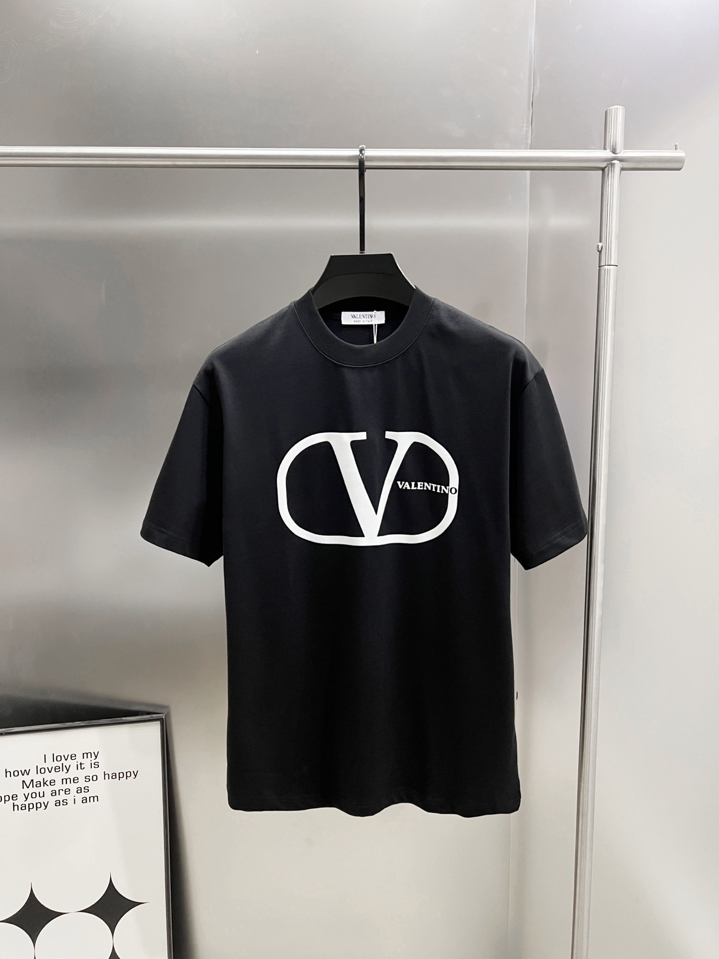 Valentino Men's Black Cotton T-Shirt With White Logo - S to XXL