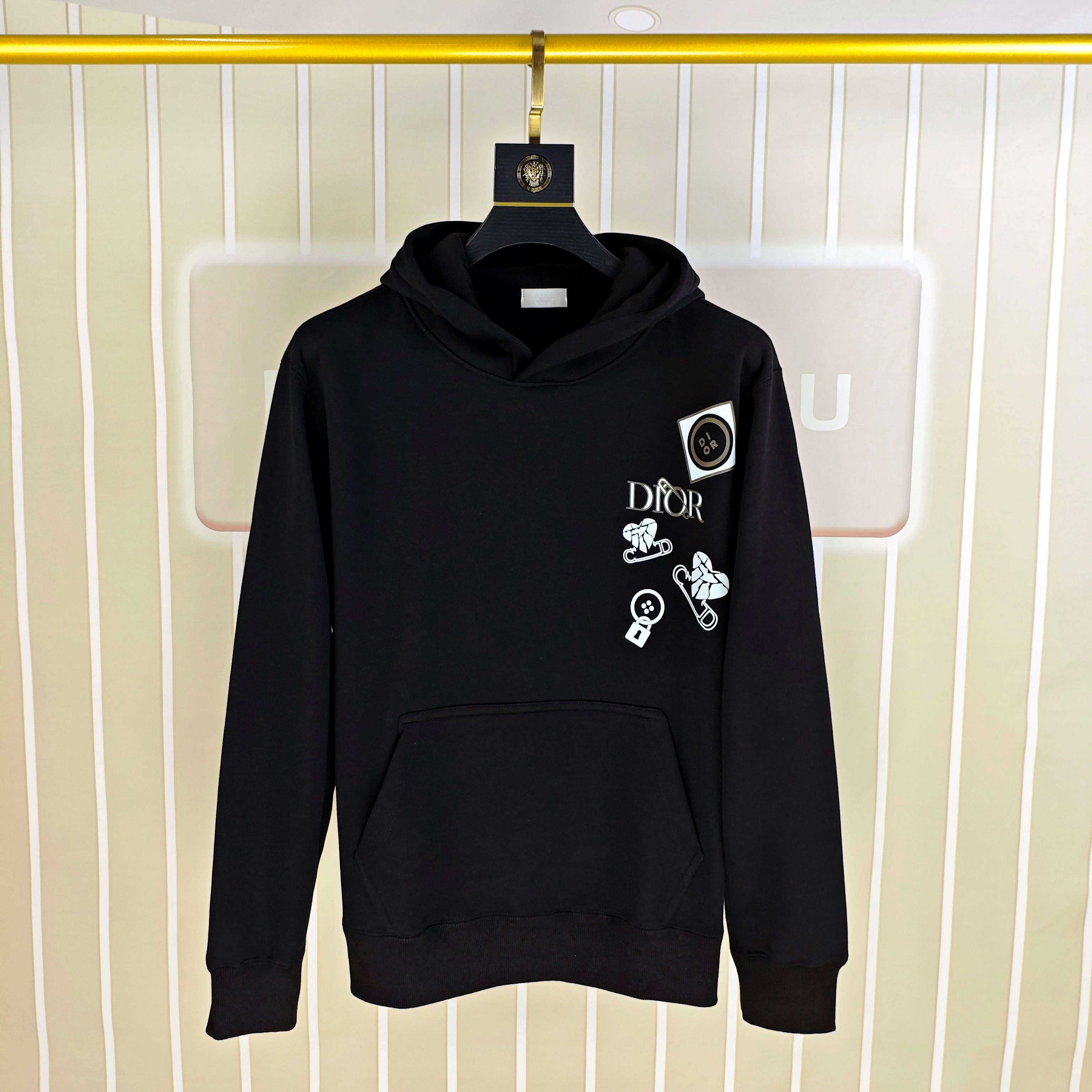 D*or 迪奥秋冬新款原单男士加绒加厚连帽卫衣 官网款 时尚百搭爆款⚠️OS宽松偏大版型⚠️✨✨狠货 高