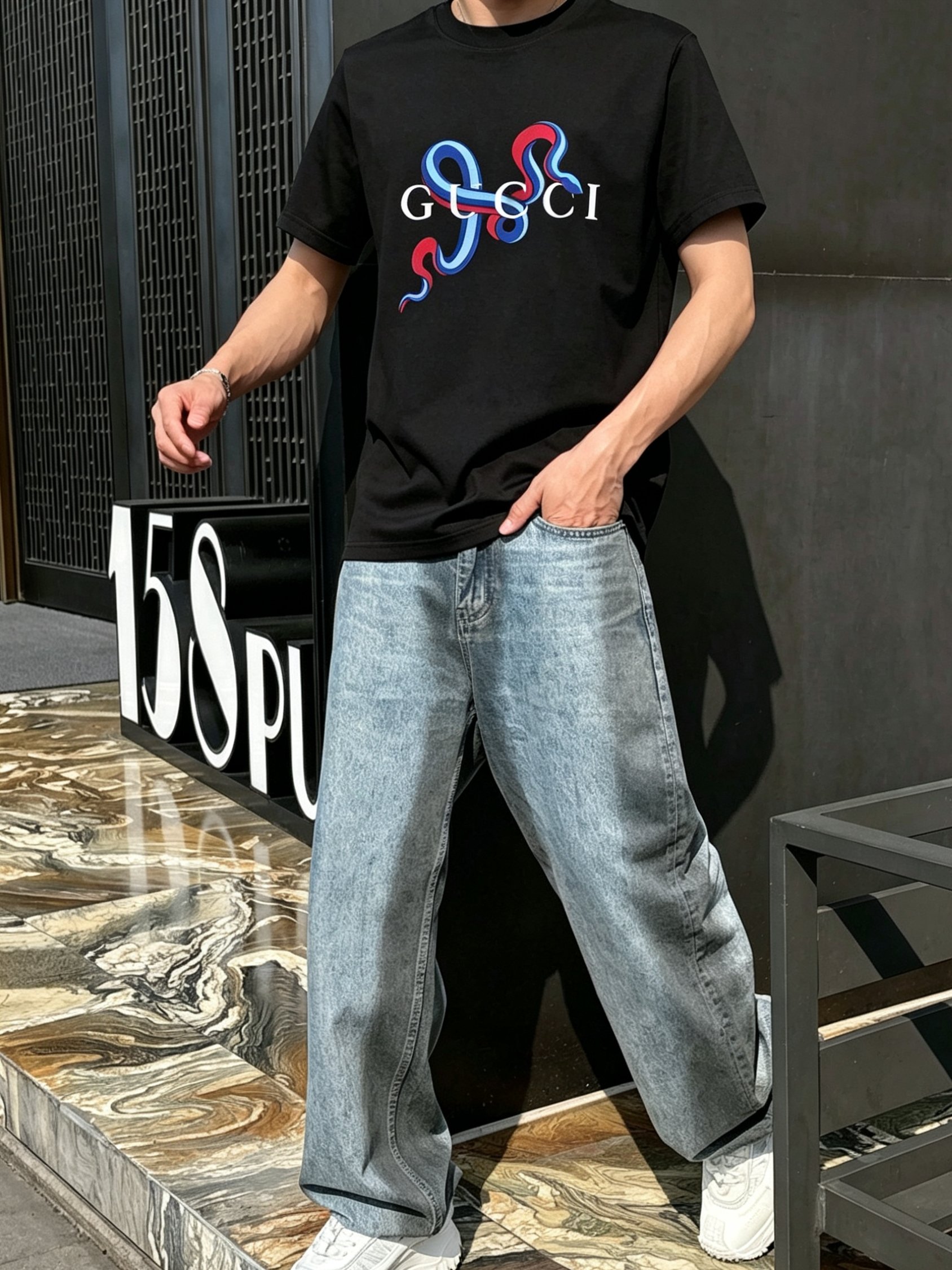 G*cci 古奇 2026原单男士圆领短袖T恤 独家专供春夏新款 专柜同步售卖 高端品质 高版本 OS版