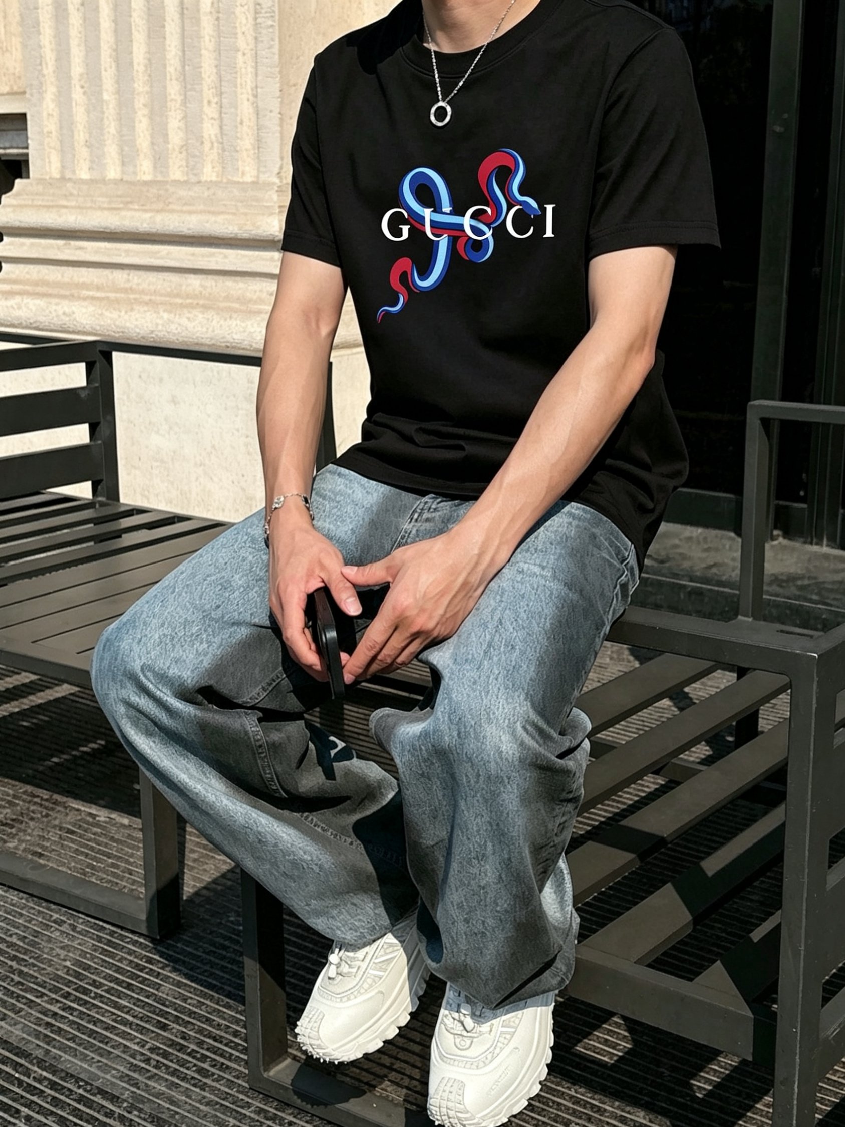 G*cci 古奇 2026原单男士圆领短袖T恤 独家专供春夏新款 专柜同步售卖 高端品质 高版本 OS版
