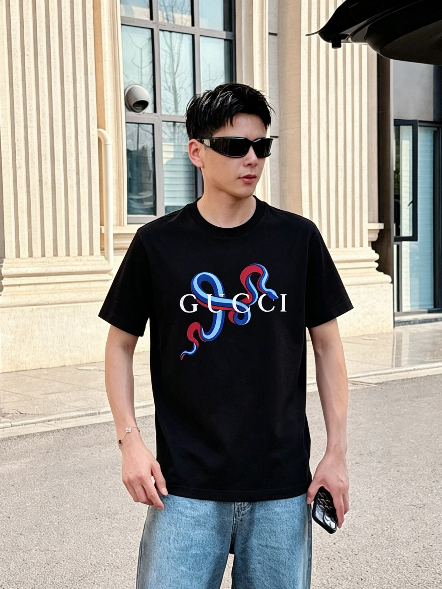 G*cci 古奇 2026原单男士圆领短袖T恤 独家专供春夏新款 专柜同步售卖 高端品质 高版本 OS版