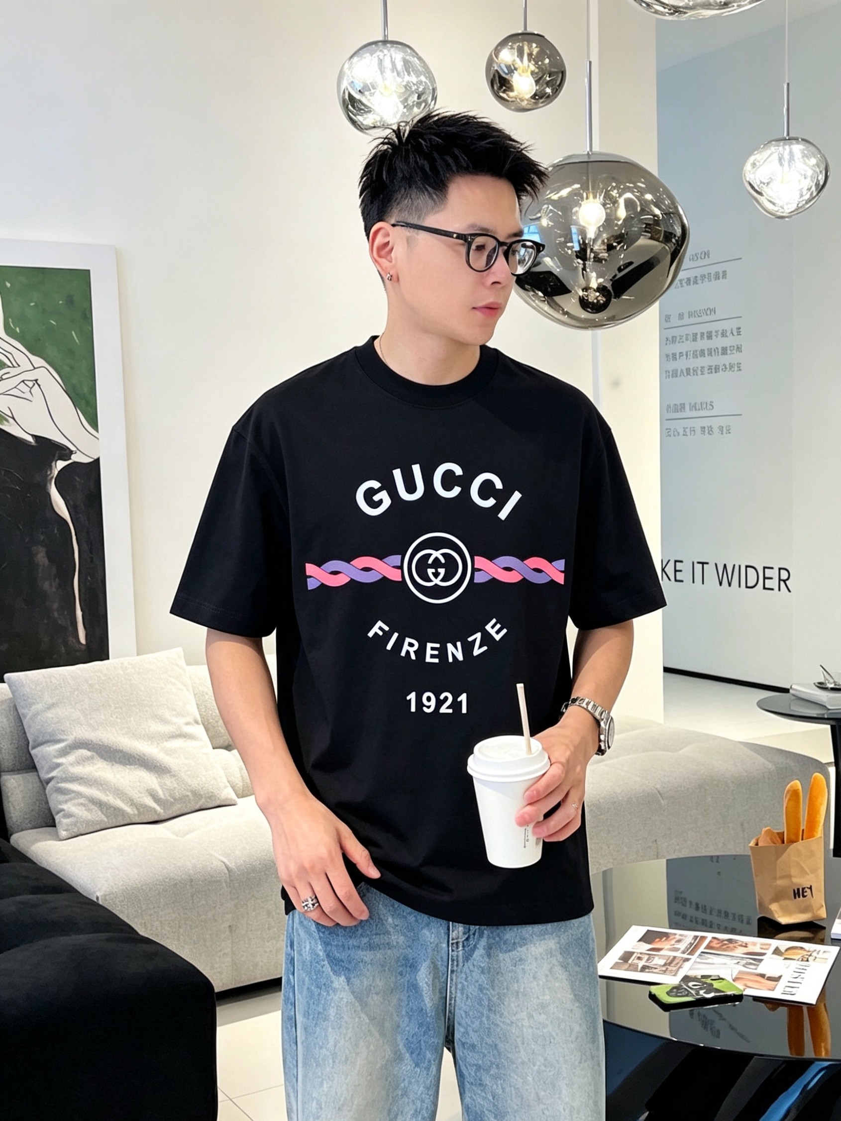G*cci 古奇 2026原单男士圆领短袖T恤 独家专供春夏新款 专柜同步售卖 高端品质 高版本 OS版