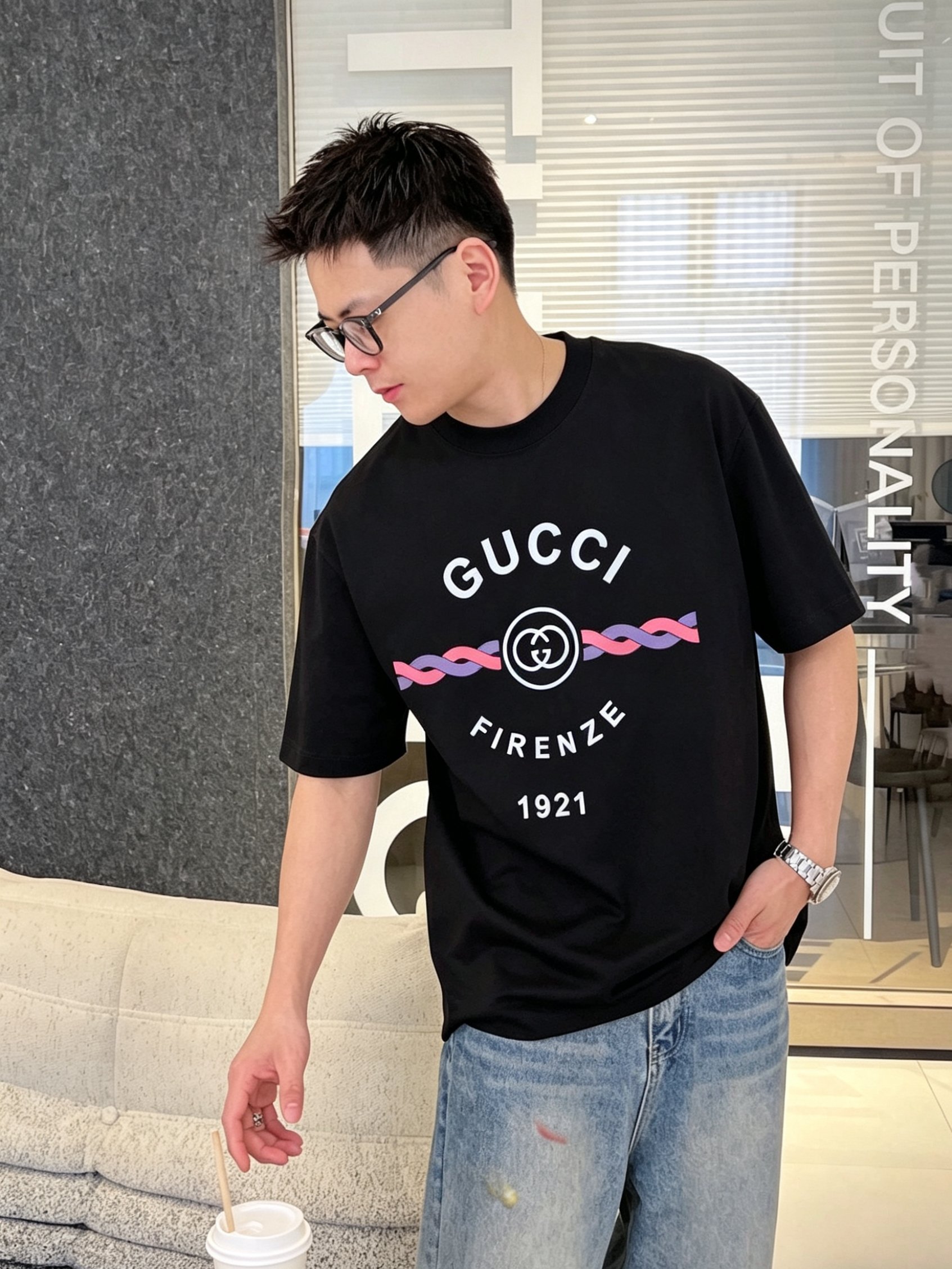 G*cci 古奇 2026原单男士圆领短袖T恤 独家专供春夏新款 专柜同步售卖 高端品质 高版本 OS版
