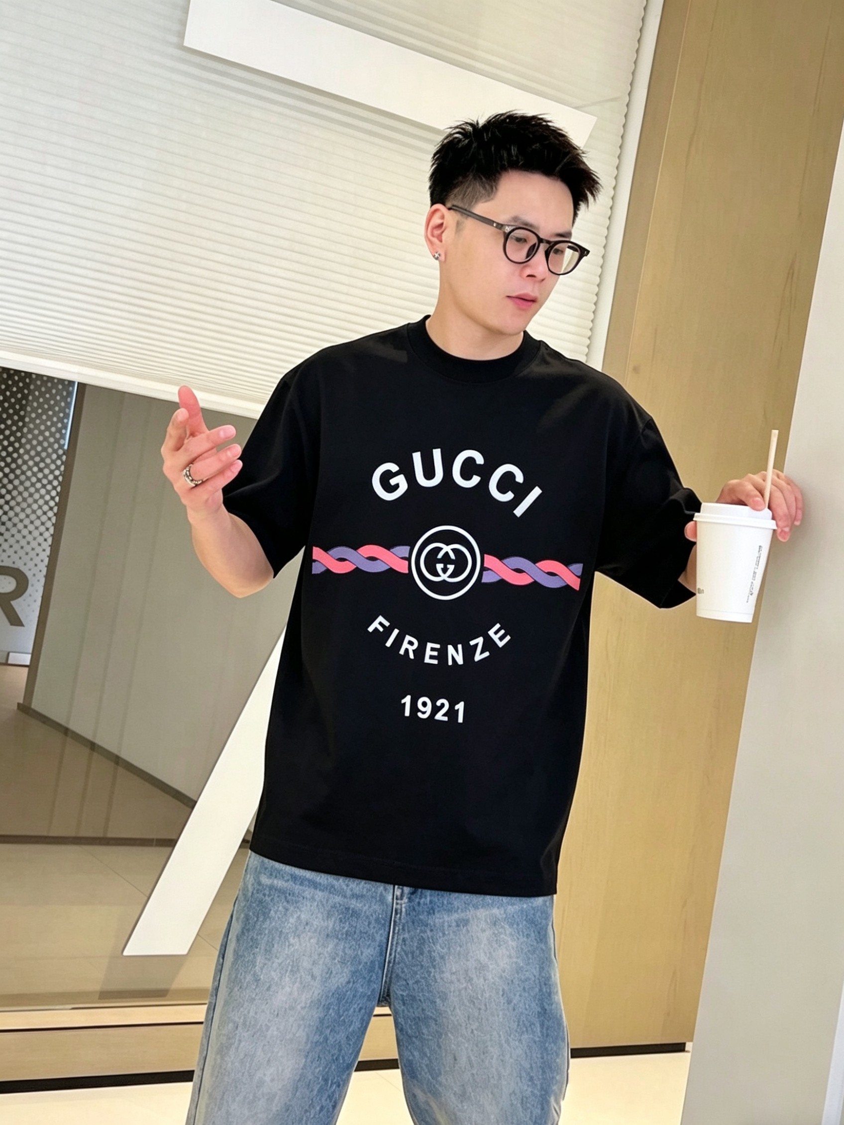 G*cci 古奇 2026原单男士圆领短袖T恤 独家专供春夏新款 专柜同步售卖 高端品质 高版本 OS版
