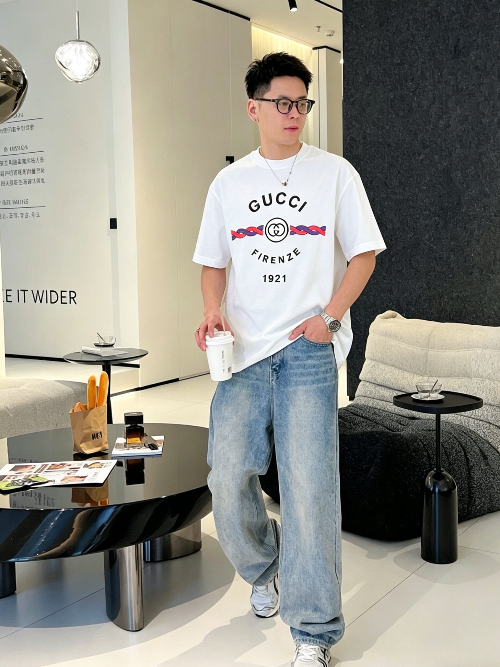 G*cci 古奇 2026原单男士圆领短袖T恤 独家专供春夏新款 专柜同步售卖 高端品质 高版本 OS版