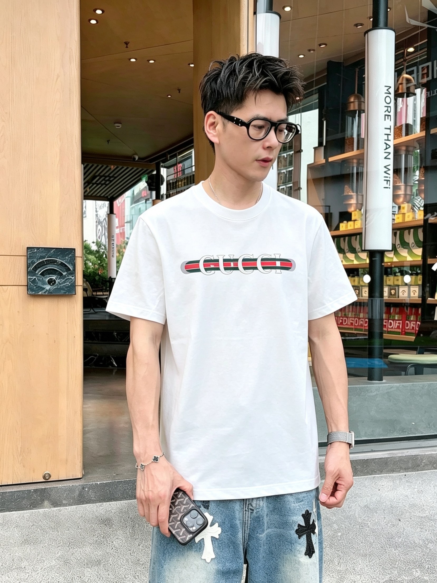 G*cci 古齐2026春夏新款原单男士圆领短袖T恤 🔥专柜同步售卖 ✨✨高端品质 高版本 OS版型阔版