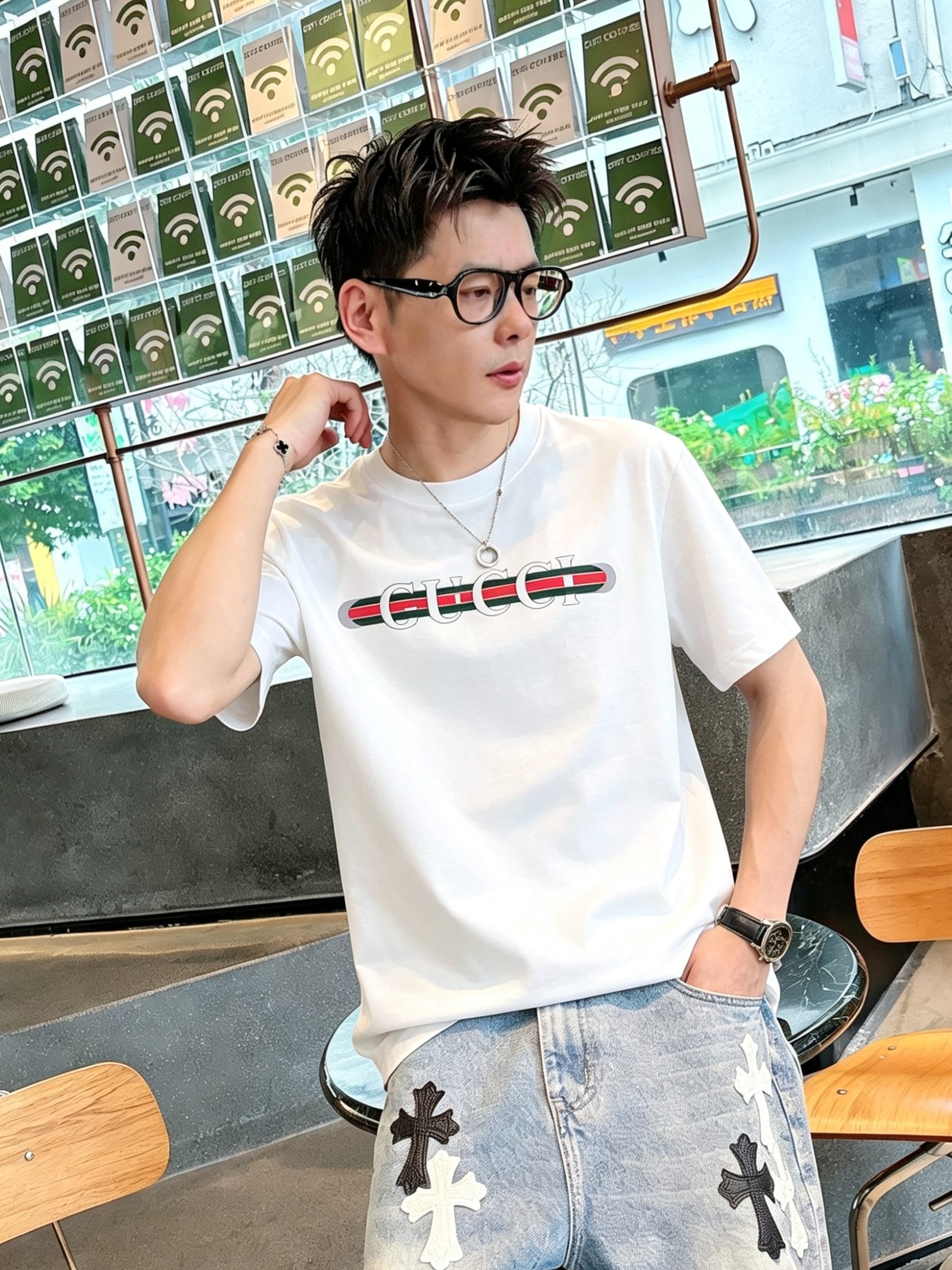 G*cci 古齐2026春夏新款原单男士圆领短袖T恤 🔥专柜同步售卖 ✨✨高端品质 高版本 OS版型阔版