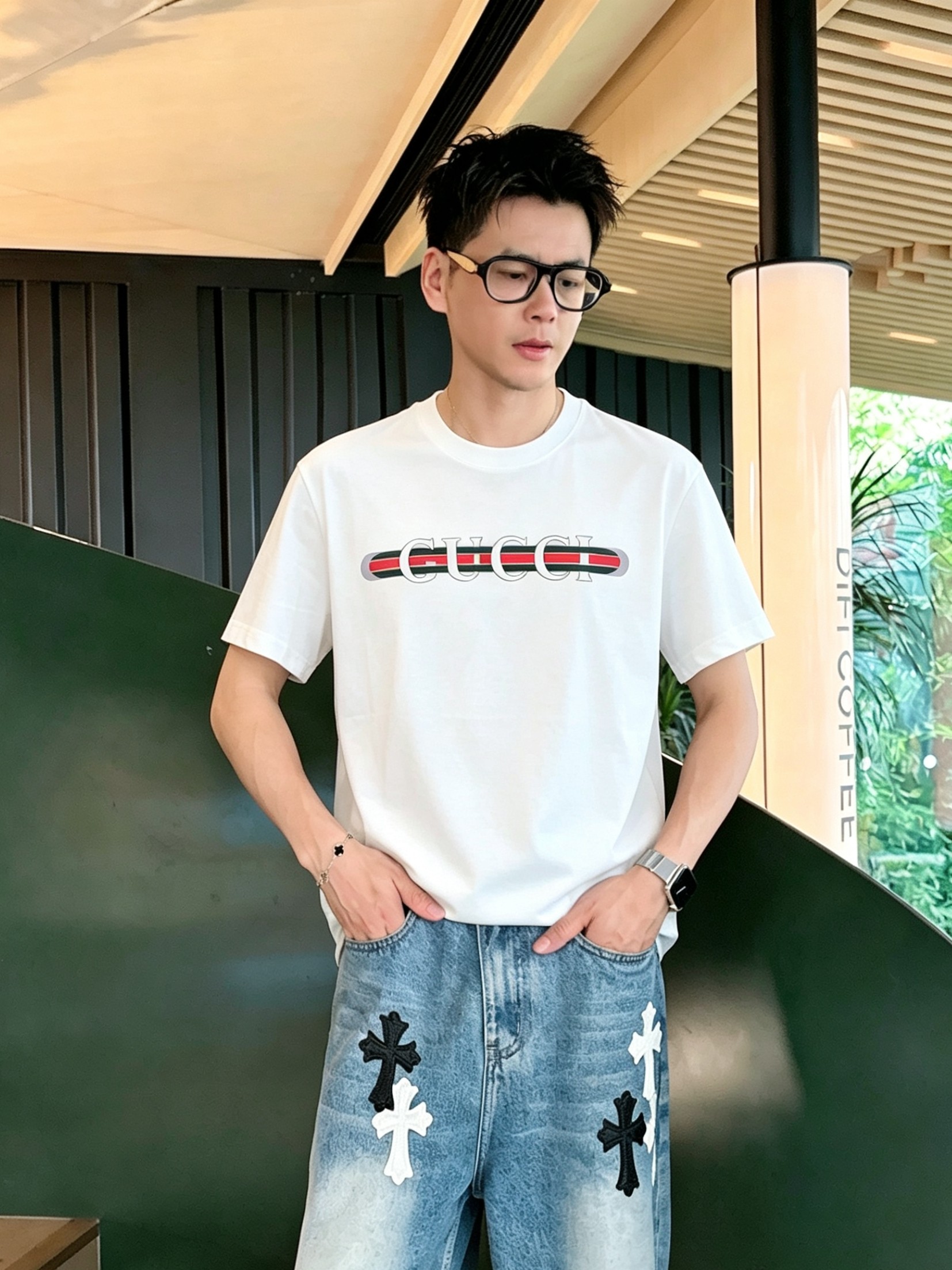 G*cci 古齐2026春夏新款原单男士圆领短袖T恤 🔥专柜同步售卖 ✨✨高端品质 高版本 OS版型阔版