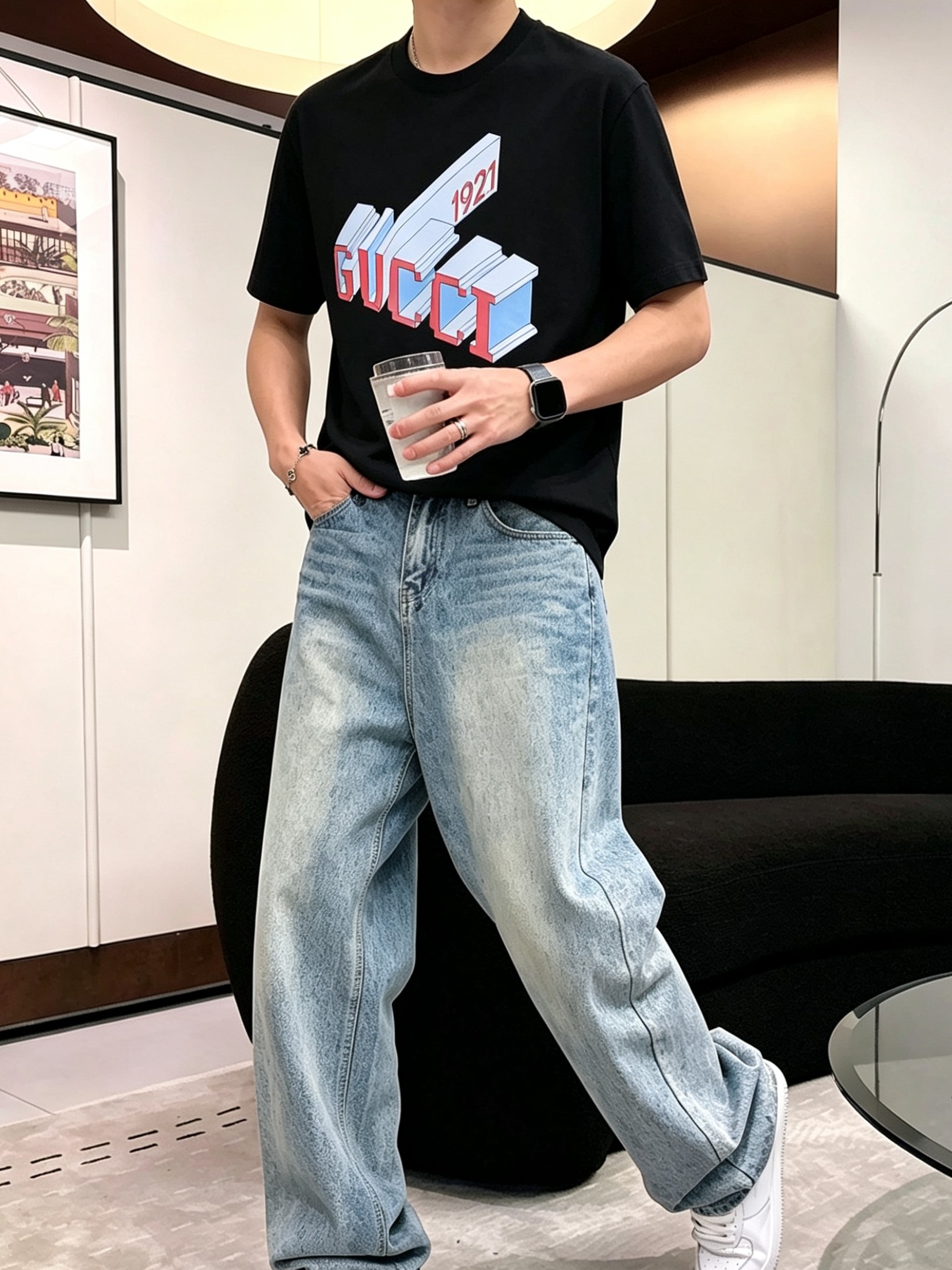 G*cci 古齐2026春夏新款原单男士圆领短袖T恤 🔥专柜同步售卖 ✨✨高端品质 高版本 OS版型阔版