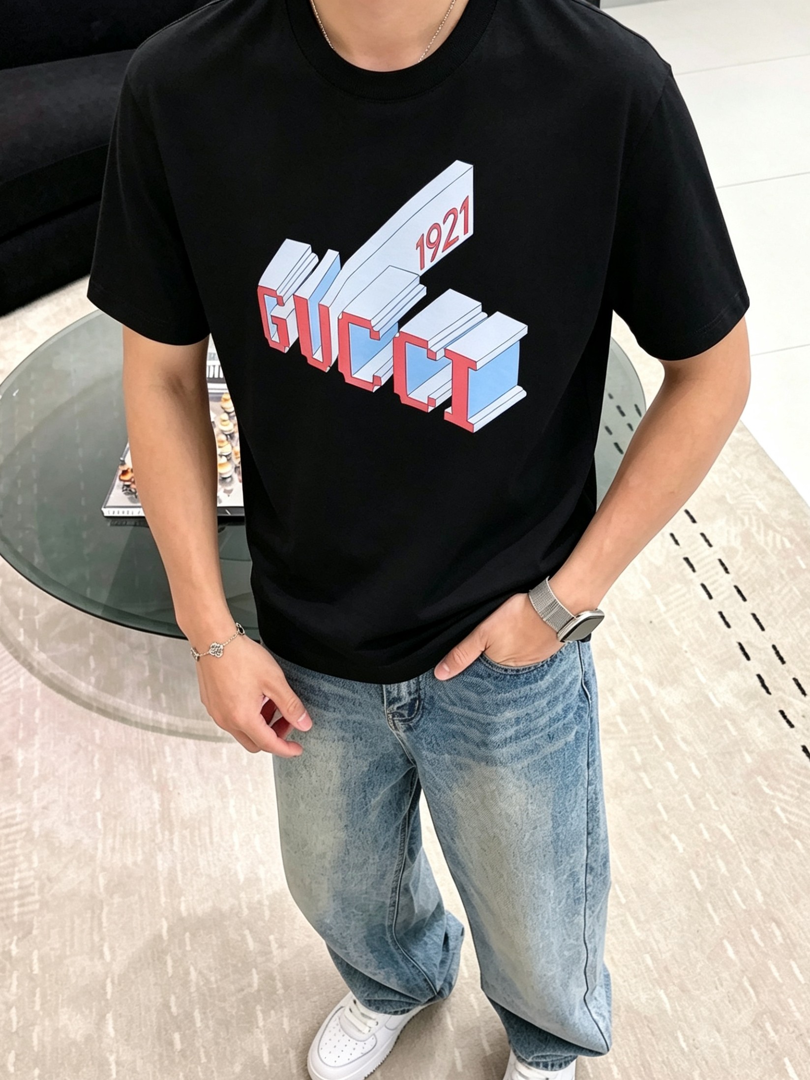 G*cci 古齐2026春夏新款原单男士圆领短袖T恤 🔥专柜同步售卖 ✨✨高端品质 高版本 OS版型阔版