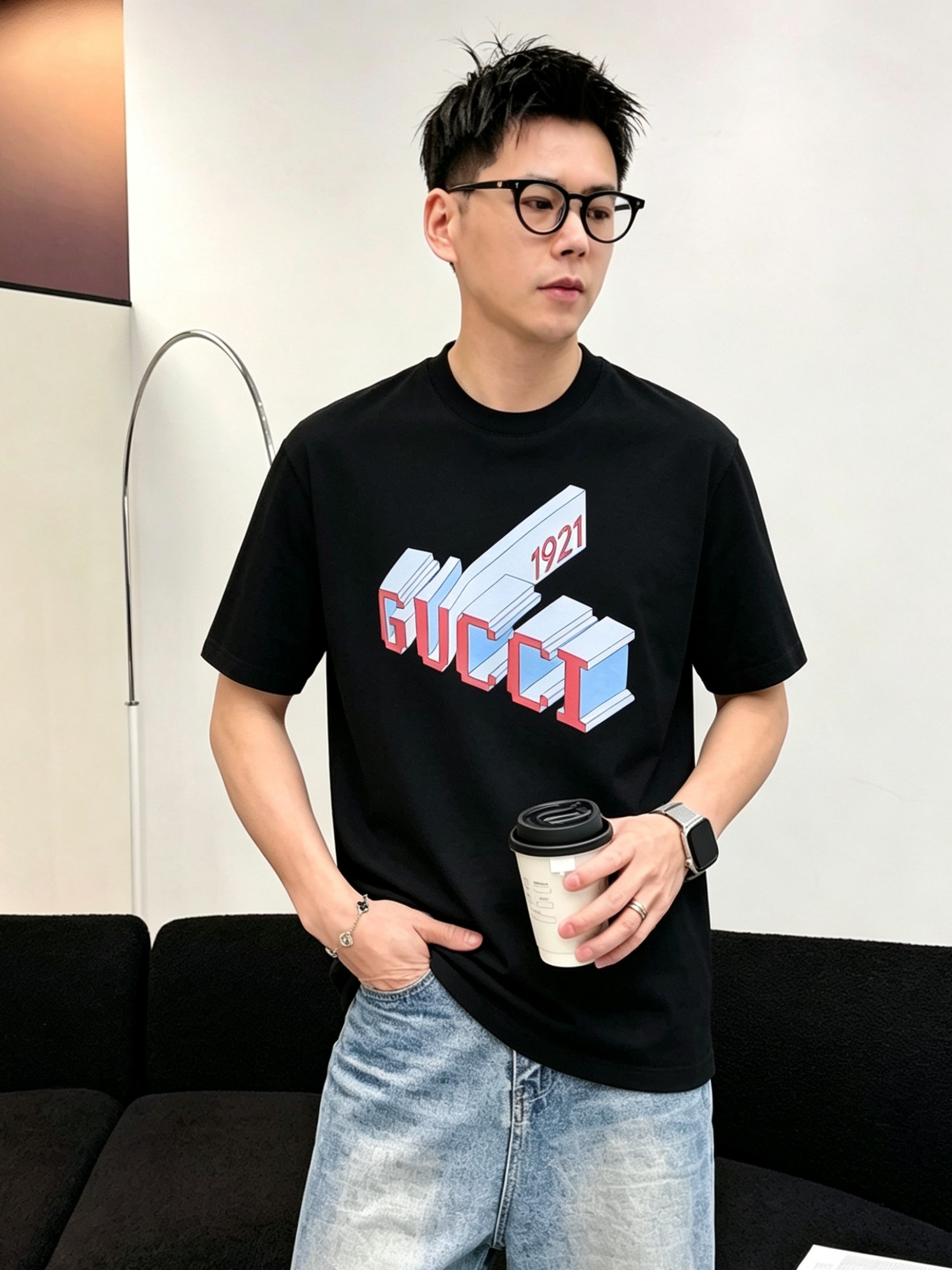 G*cci 古齐2026春夏新款原单男士圆领短袖T恤 🔥专柜同步售卖 ✨✨高端品质 高版本 OS版型阔版