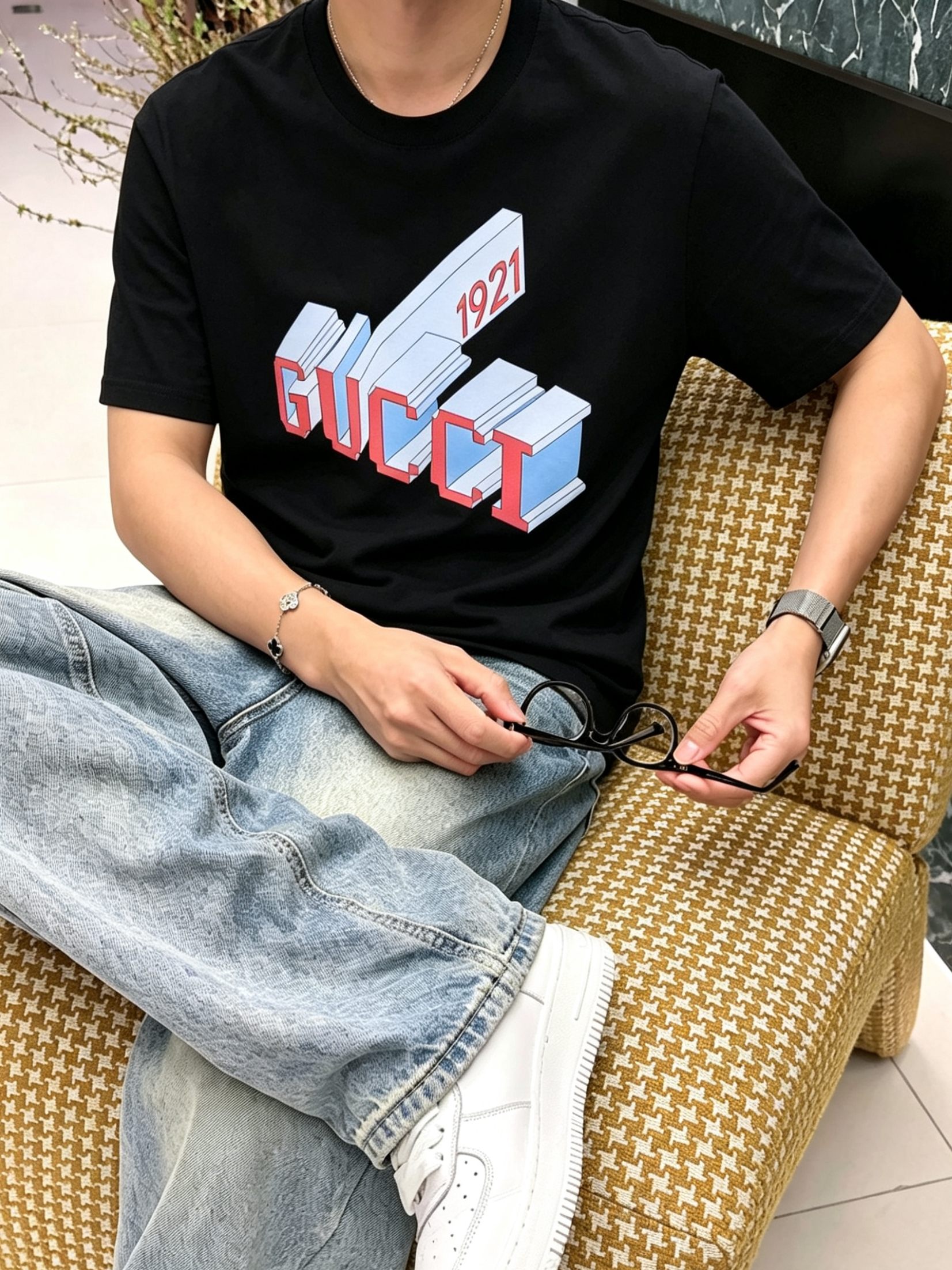 G*cci 古齐2026春夏新款原单男士圆领短袖T恤 🔥专柜同步售卖 ✨✨高端品质 高版本 OS版型阔版