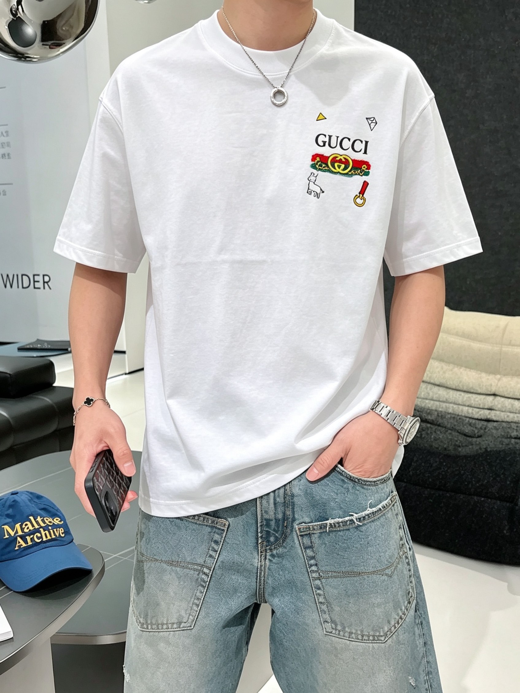G*cci 古奇 2026原单男士圆领短袖T恤 独家专供春夏新款 专柜同步售卖 高端品质 高版本 OS版