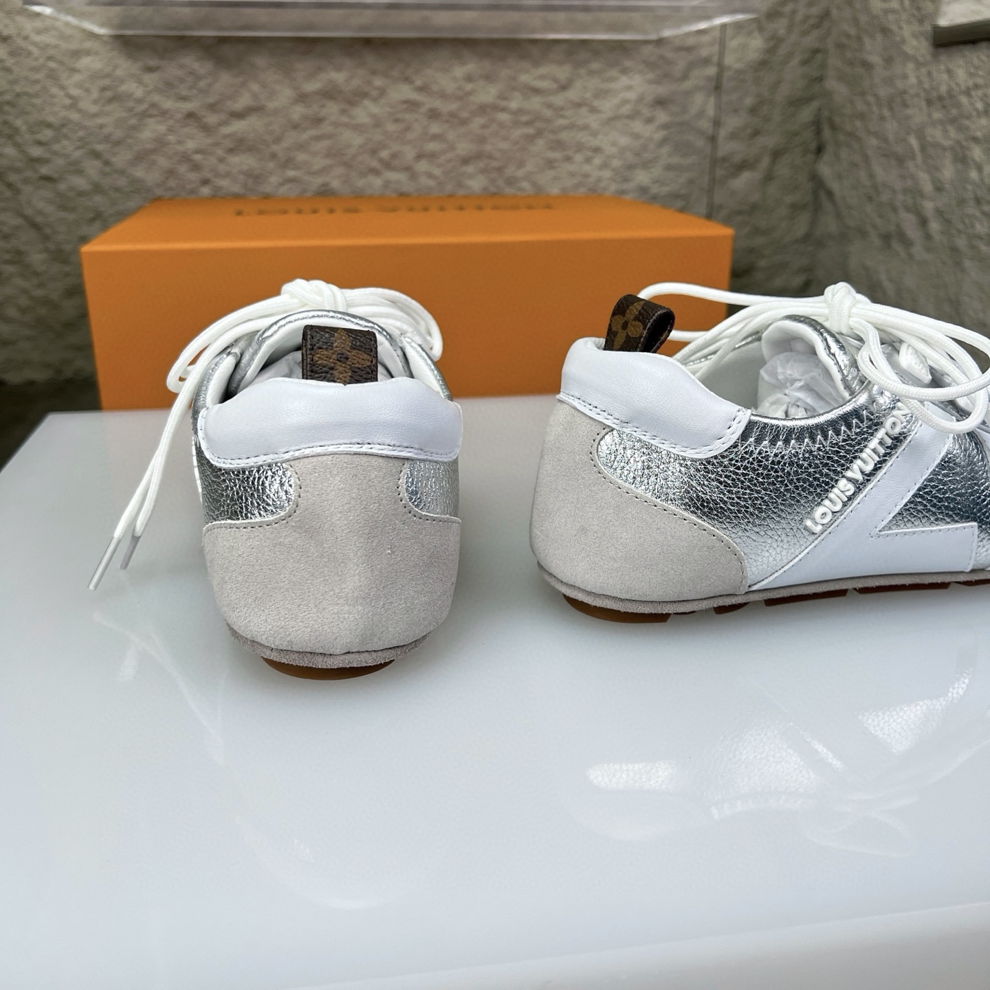 Louis Vuitton Sneakerina Silver Leather Low-Top Sneakers, Women's Size 35-41 9 i1747341470210 162 0 7