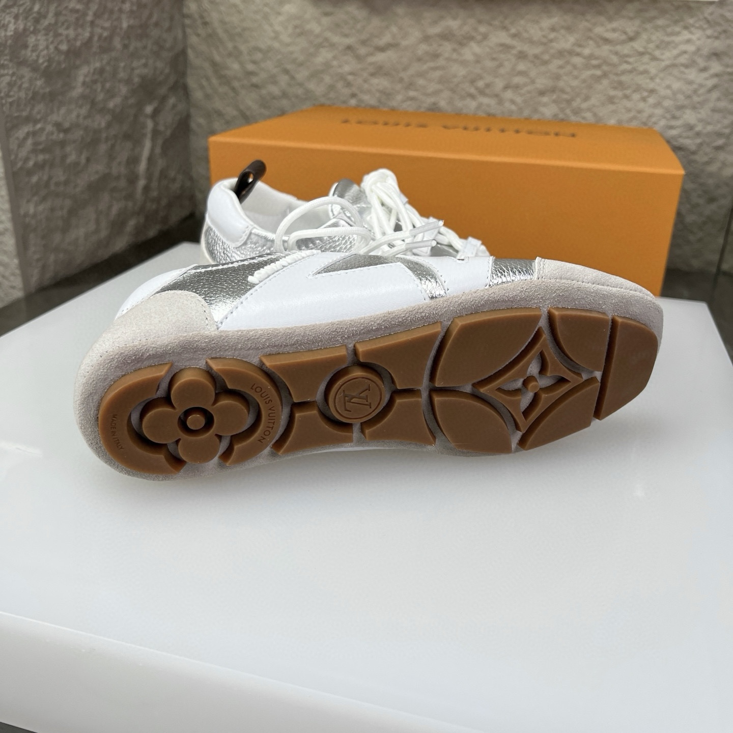 Louis Vuitton Sneakerina Silver Leather Low-Top Sneakers, Women's Size 35-41 10 i1747341471383 7049 0 8