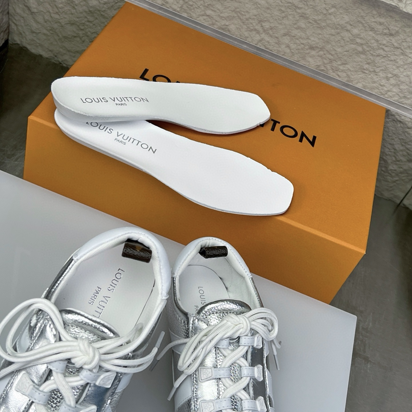 Louis Vuitton Sneakerina Silver Leather Low-Top Sneakers, Women's Size 35-41 8 i1747341471383 8645 0 6