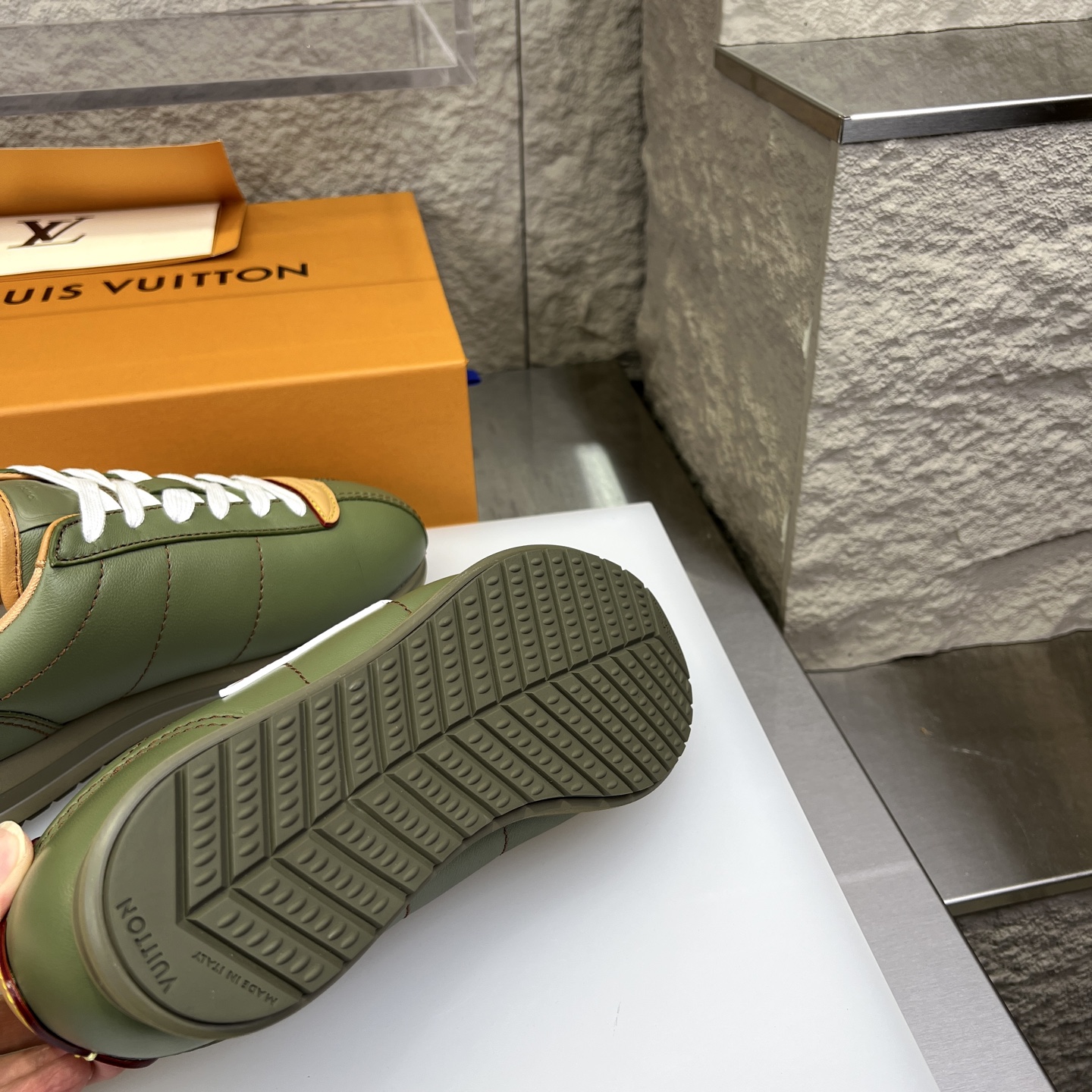 Louis Vuitton x Nigo Collab: Olive Green Leather Low-Top Sneakers 9 i1754947356321 7862 0 4