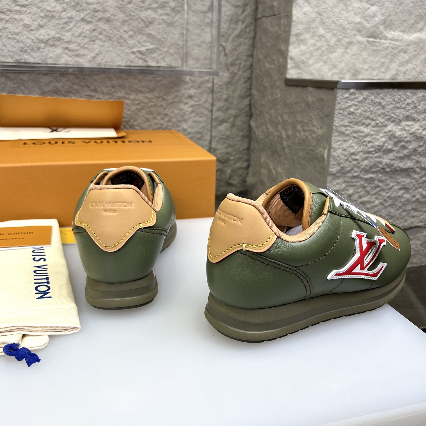 Louis Vuitton x Nigo Collab: Olive Green Leather Low-Top Sneakers 8 i1754947356693 3480 0 0