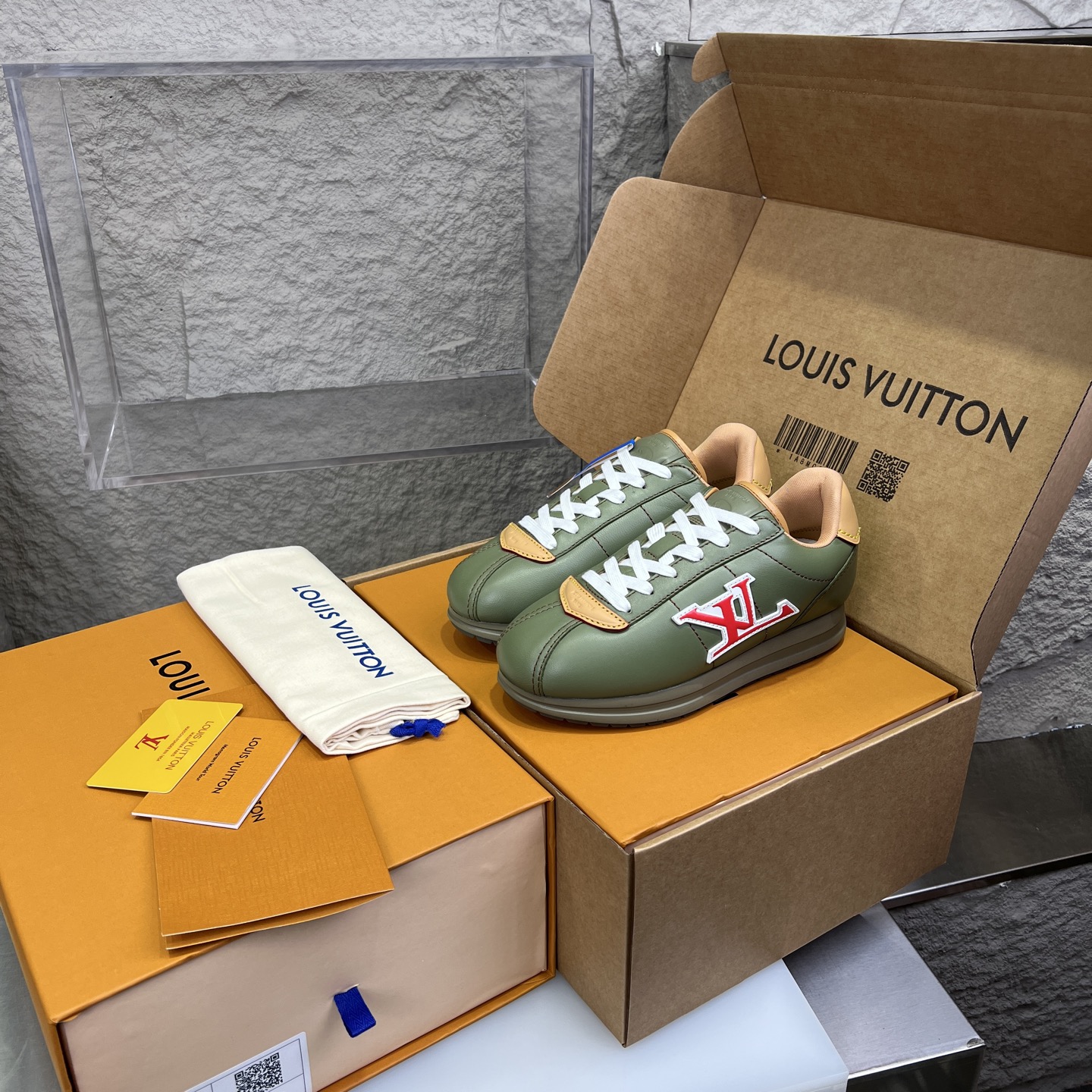 Louis Vuitton x Nigo Collab: Olive Green Leather Low-Top Sneakers 2 i1754947358014 5339 0 2
