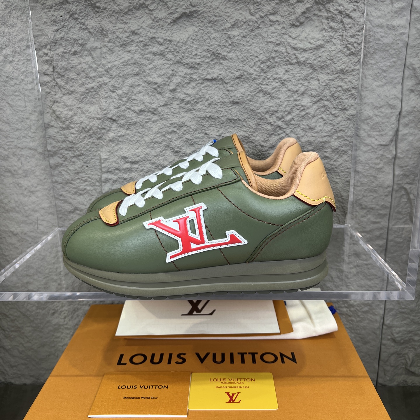 Louis Vuitton x Nigo Collab: Olive Green Leather Low-Top Sneakers 1 i1754947358117 6439 0 8