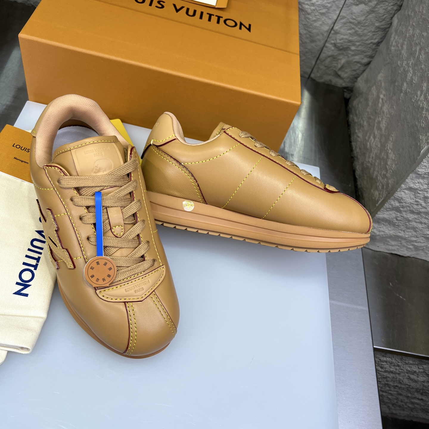 Louis Vuitton x Nigo Buttersoft Leather Sneakers - Tan, Low Top, Lace-Up 5 i1754947510027 8328 0 7