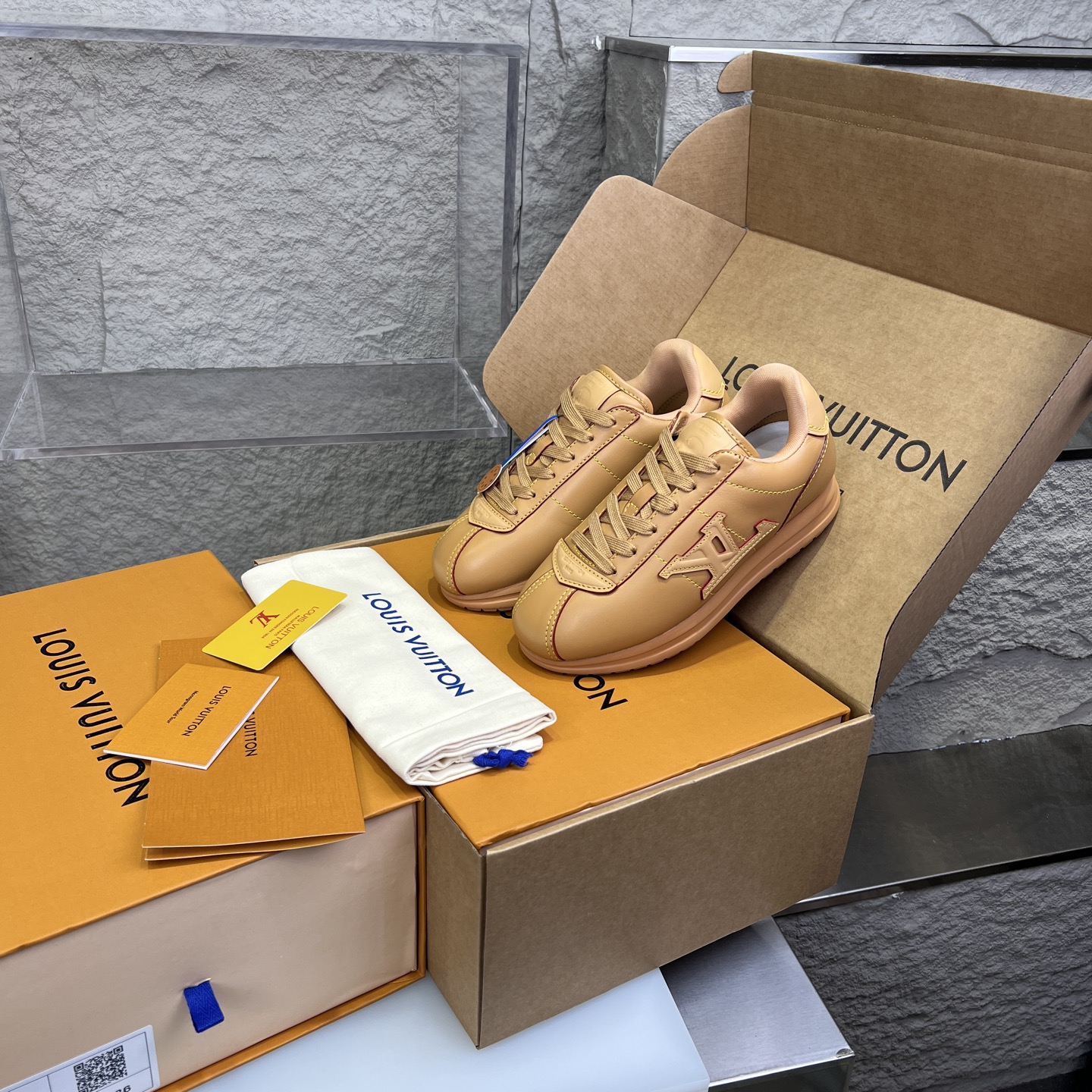 Louis Vuitton x Nigo Buttersoft Leather Sneakers - Tan, Low Top, Lace-Up 2 i1754947511641 5112 0 1