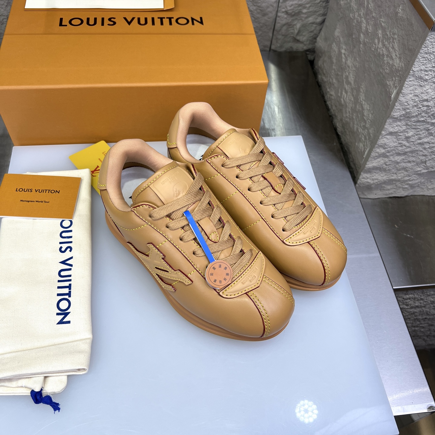 Louis Vuitton x Nigo Buttersoft Leather Sneakers - Tan, Low Top, Lace-Up 3 i1754947511766 1391 0 6