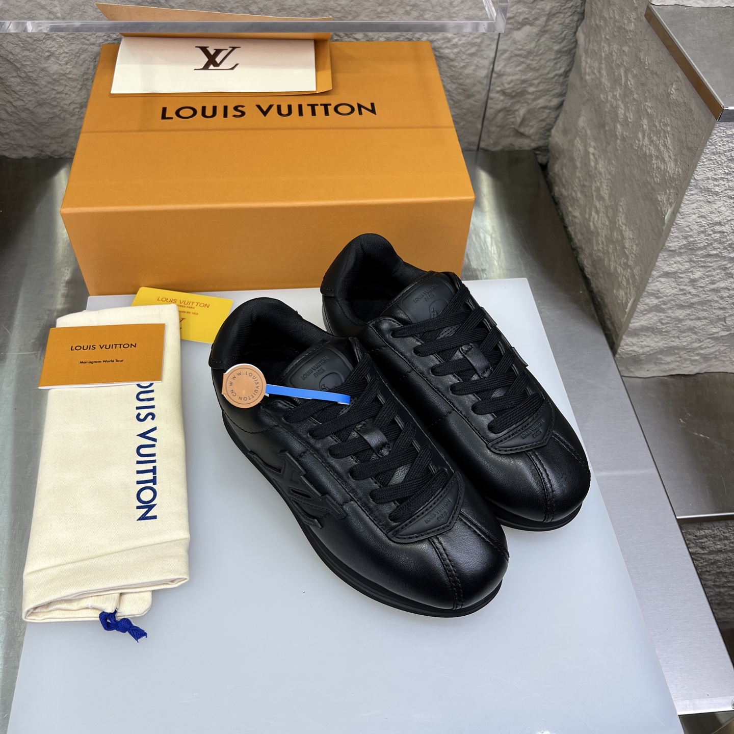 Louis Vuitton x Nigo Black Leather Sneakers Round Toe Lace-Up Low-Top 4 i1754947567194 6624 0 1