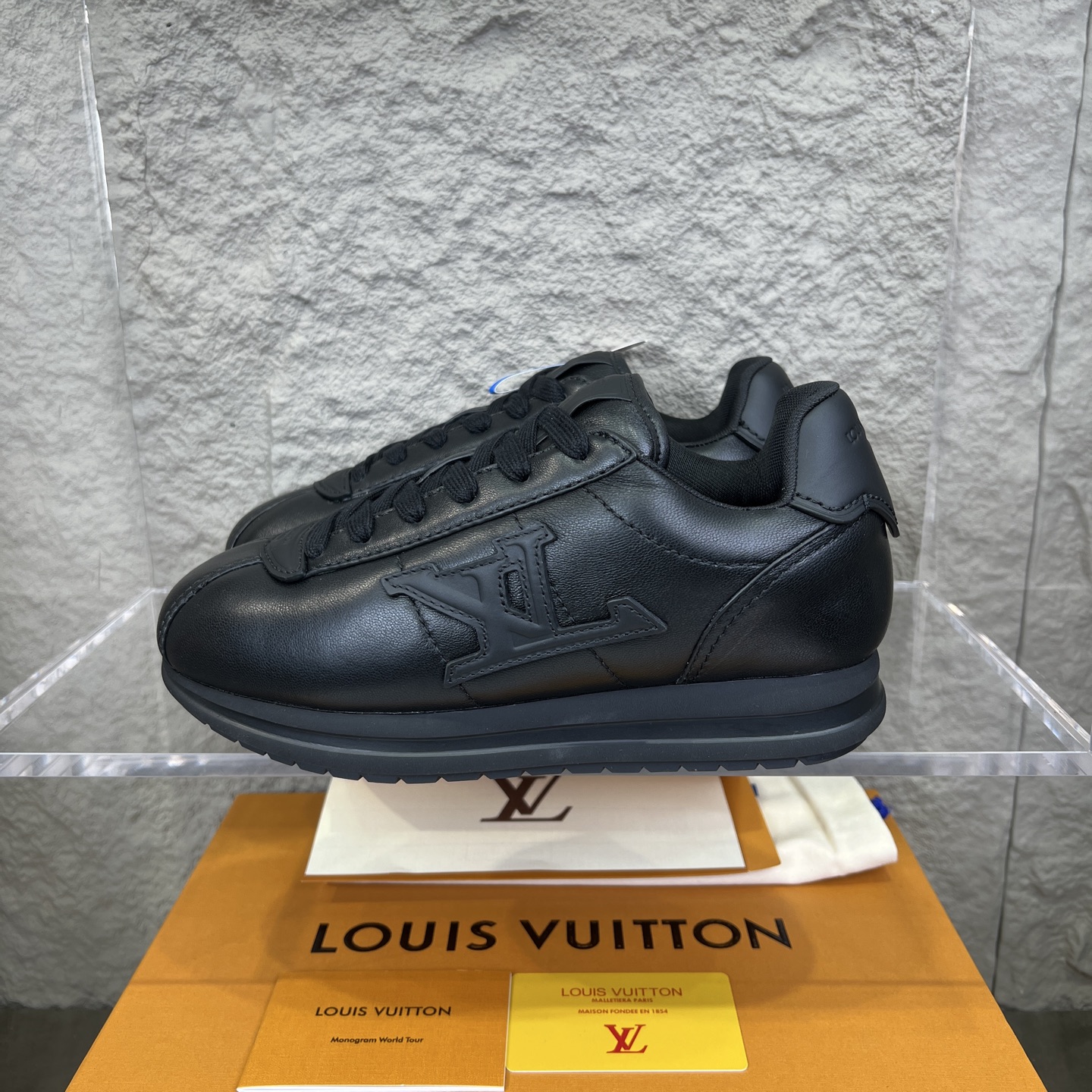 Louis Vuitton x Nigo Black Leather Sneakers Round Toe Lace-Up Low-Top 2 i1754947567453 6382 0 0