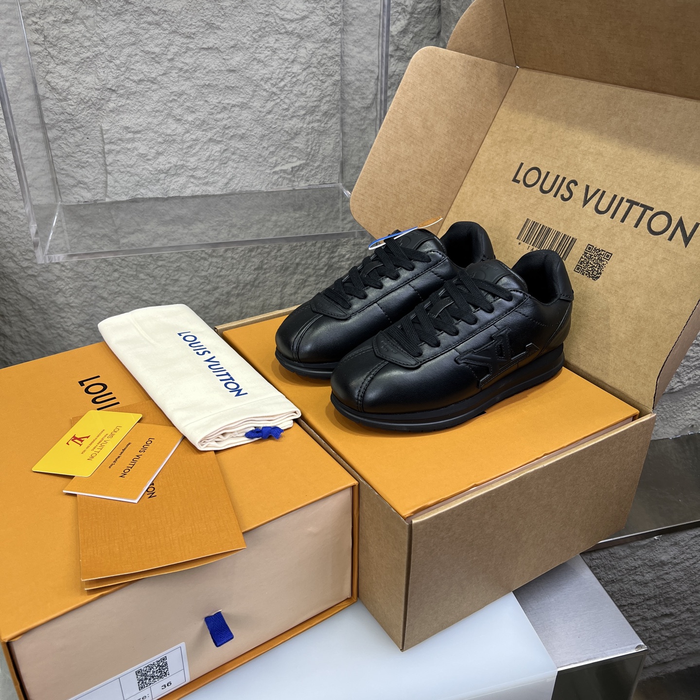 Louis Vuitton x Nigo Black Leather Sneakers Round Toe Lace-Up Low-Top 3 i1754947568878 2781 0 8