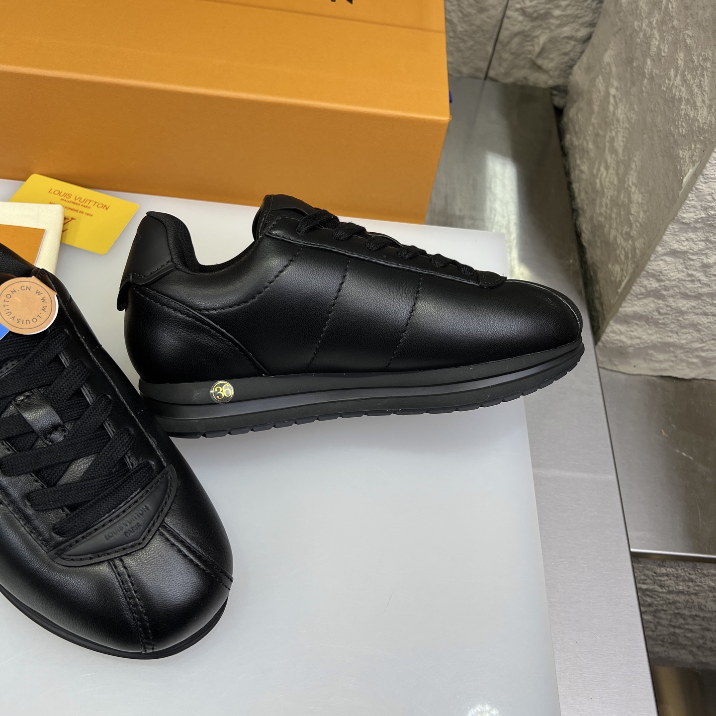 Louis Vuitton x Nigo Black Leather Sneakers Round Toe Lace-Up Low-Top 6 i1754947568895 4638 0 2