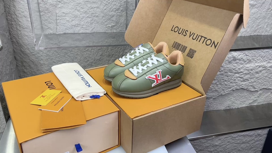 Louis Vuitton x Nigo Olive Green Leather Sneakers Casual Shoes