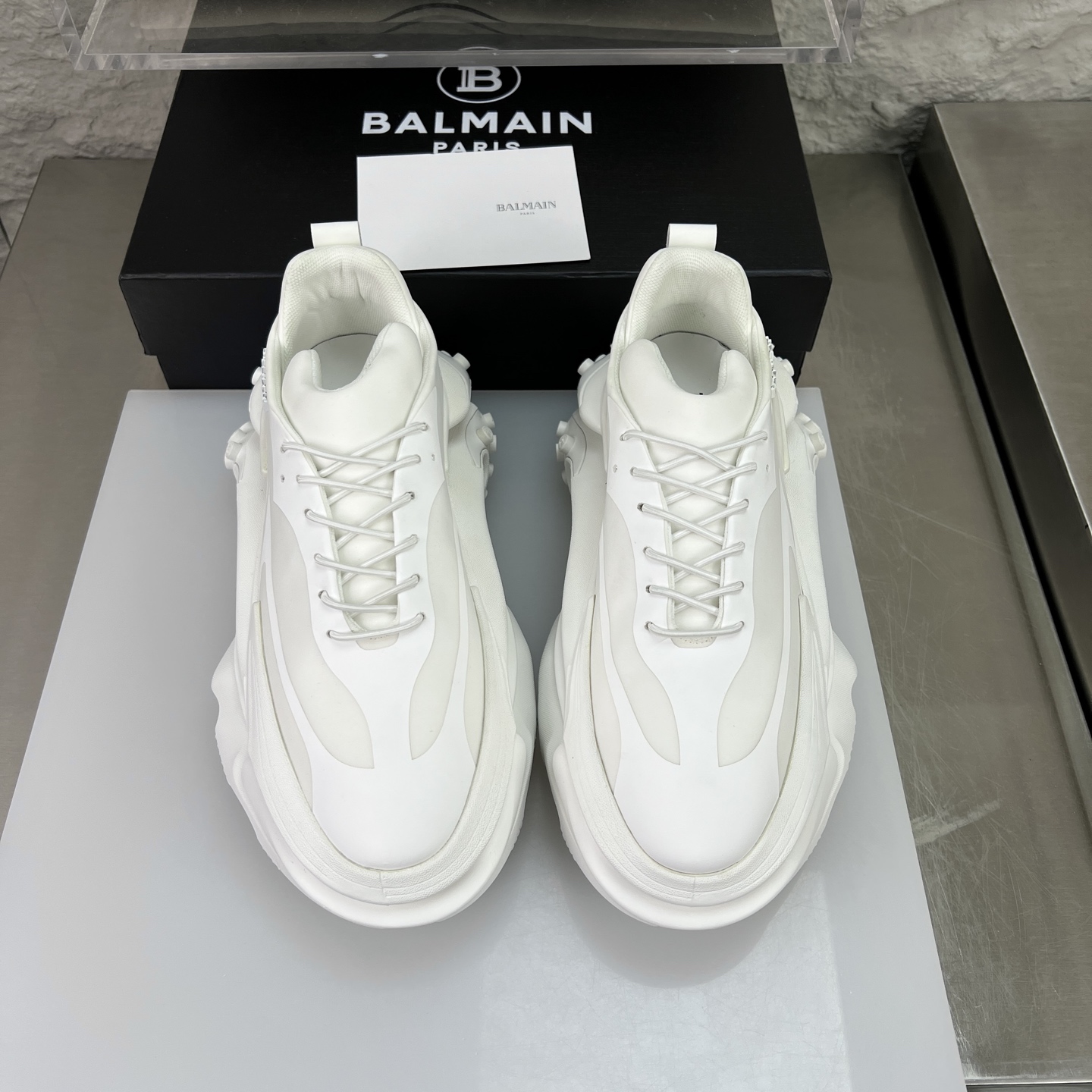 Balmain White B-Bold Chunky Sneakers - Size 35 to 46 4 i1756590149540 4316 0 1