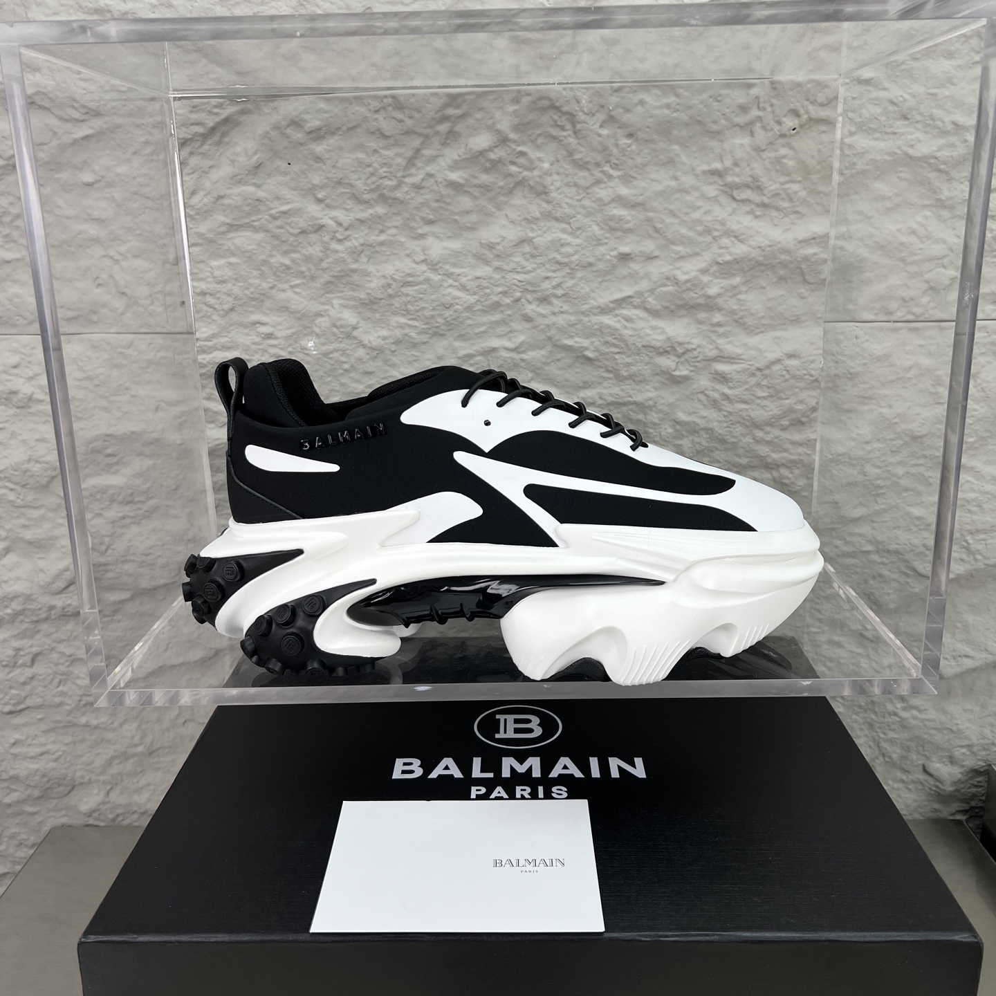 Balmain B-Bold Mixed Leather Chunky Sneakers - Black & White 1 i1756590364307 6127 0 0