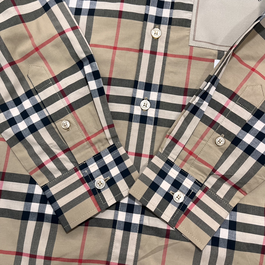 BBR新款,胸前贴布大标格纹长袖衬衫,码数S-XXL 卡其 6
