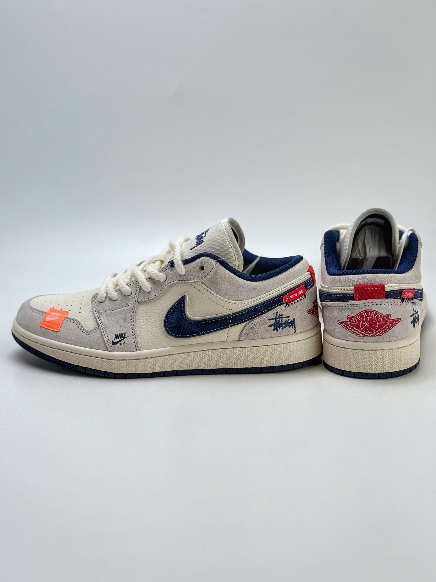 280 Air Jordan 1 Retro Low x Stussy 白蓝布贴麻绳 YX5066-303