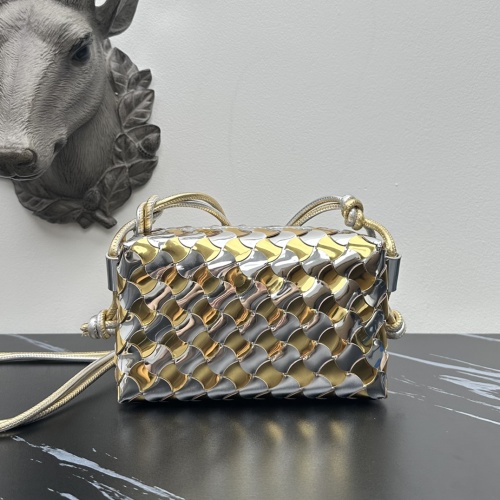 Bottega Veneta Loop Woven Bag: Silver and Gold, Lambskin Leather, Compact Size