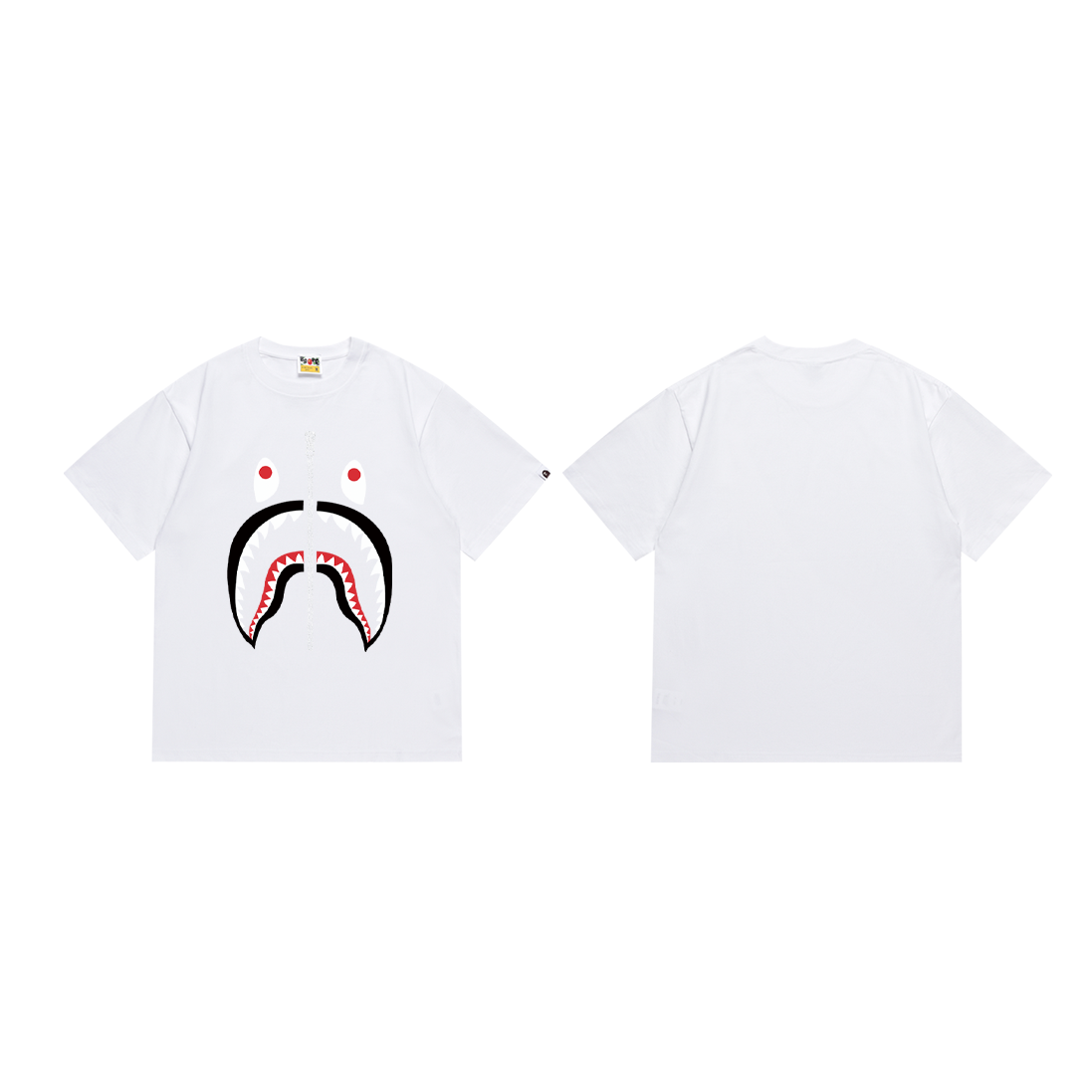 BAPE Classic Shark-Talking Couple T-Shirt in Black & White, Sizes SM-XXL - 图片 6